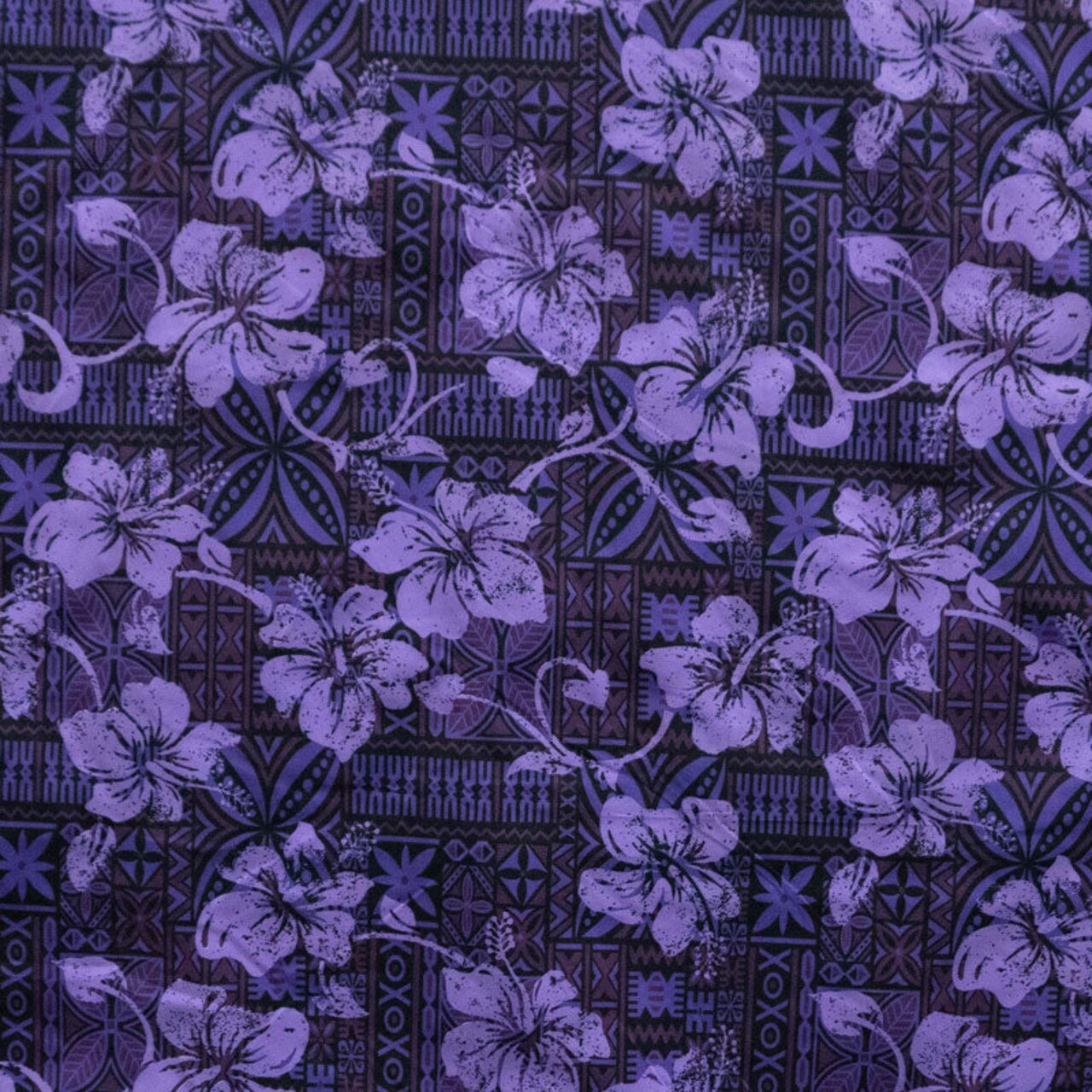 1 Yard Hibiscus Tapa Print Polyester Fabric for Crafts, Apparel, and Home Décor 60 Inch Width